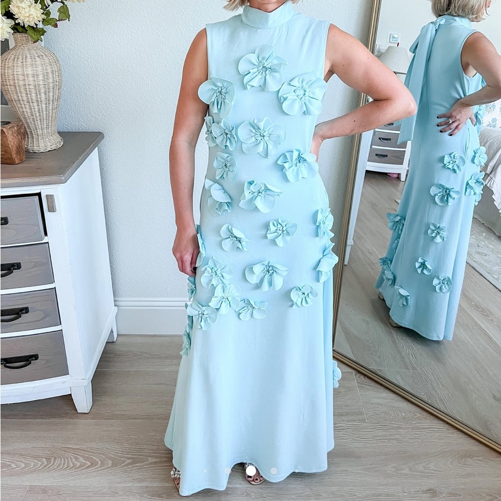 Blue 3D Flower Dress